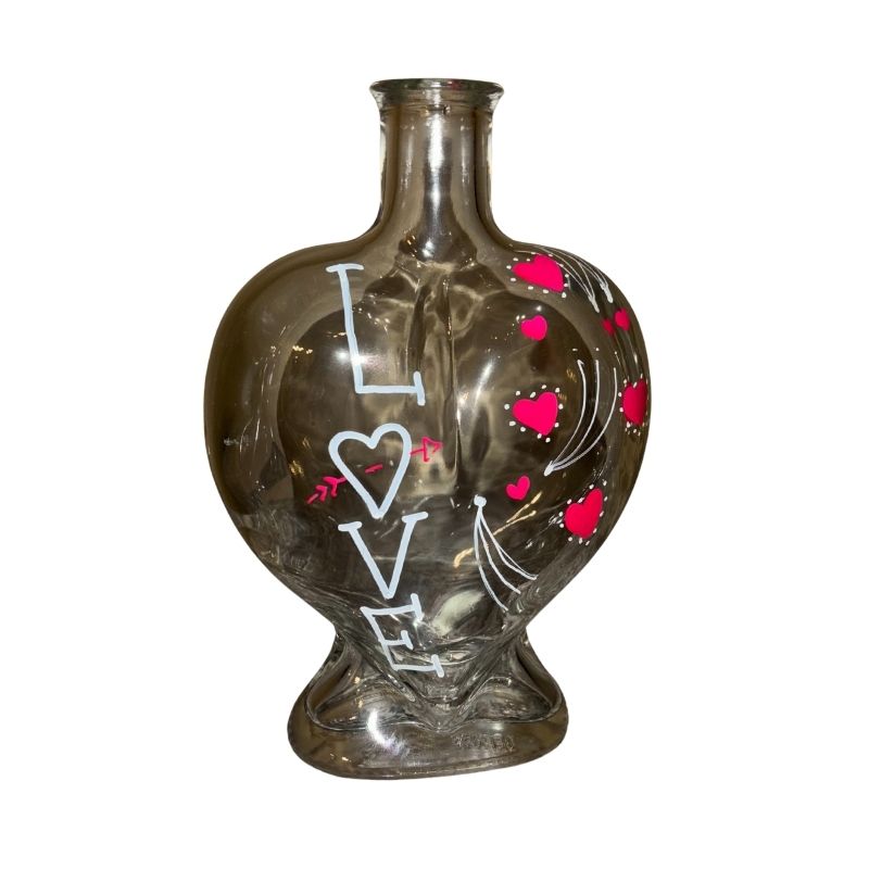Hand Painted Heart Bottle - Love #2