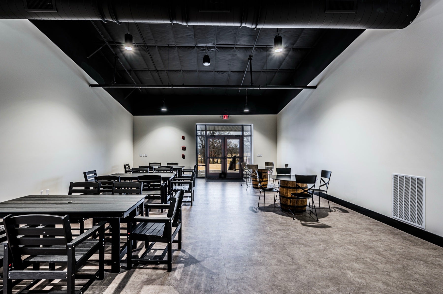 A Bowling Green party room with tables and chairs