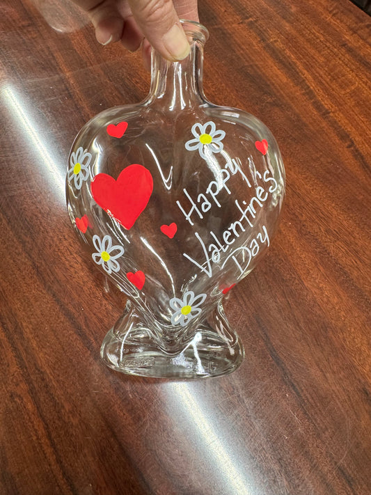 Hand Painted Heart Bottle - Happy Valentine's Day