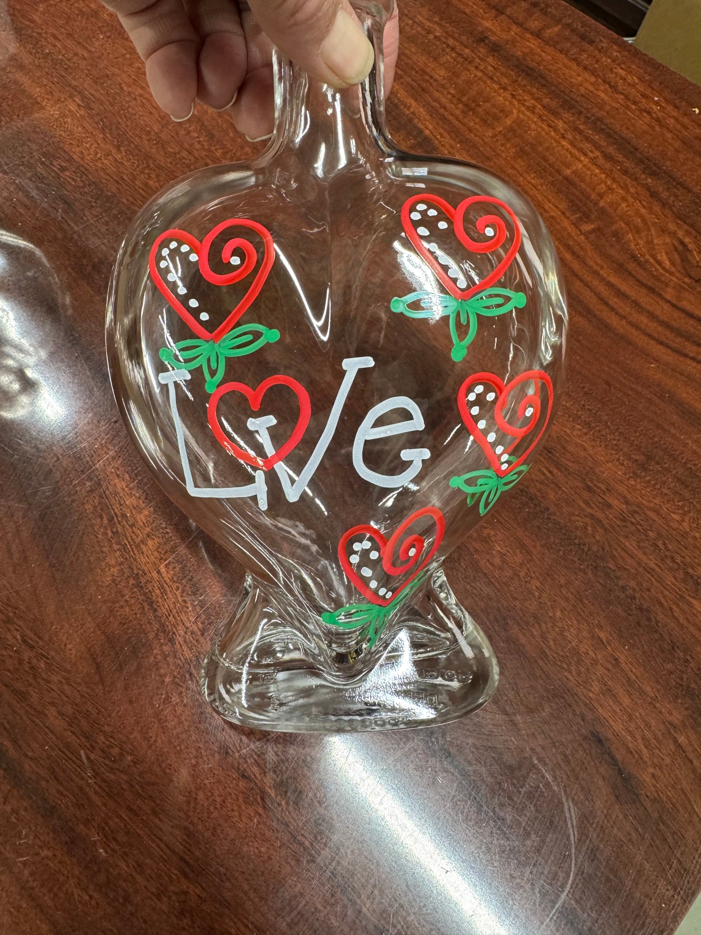 Hand Painted Heart Bottle - Love