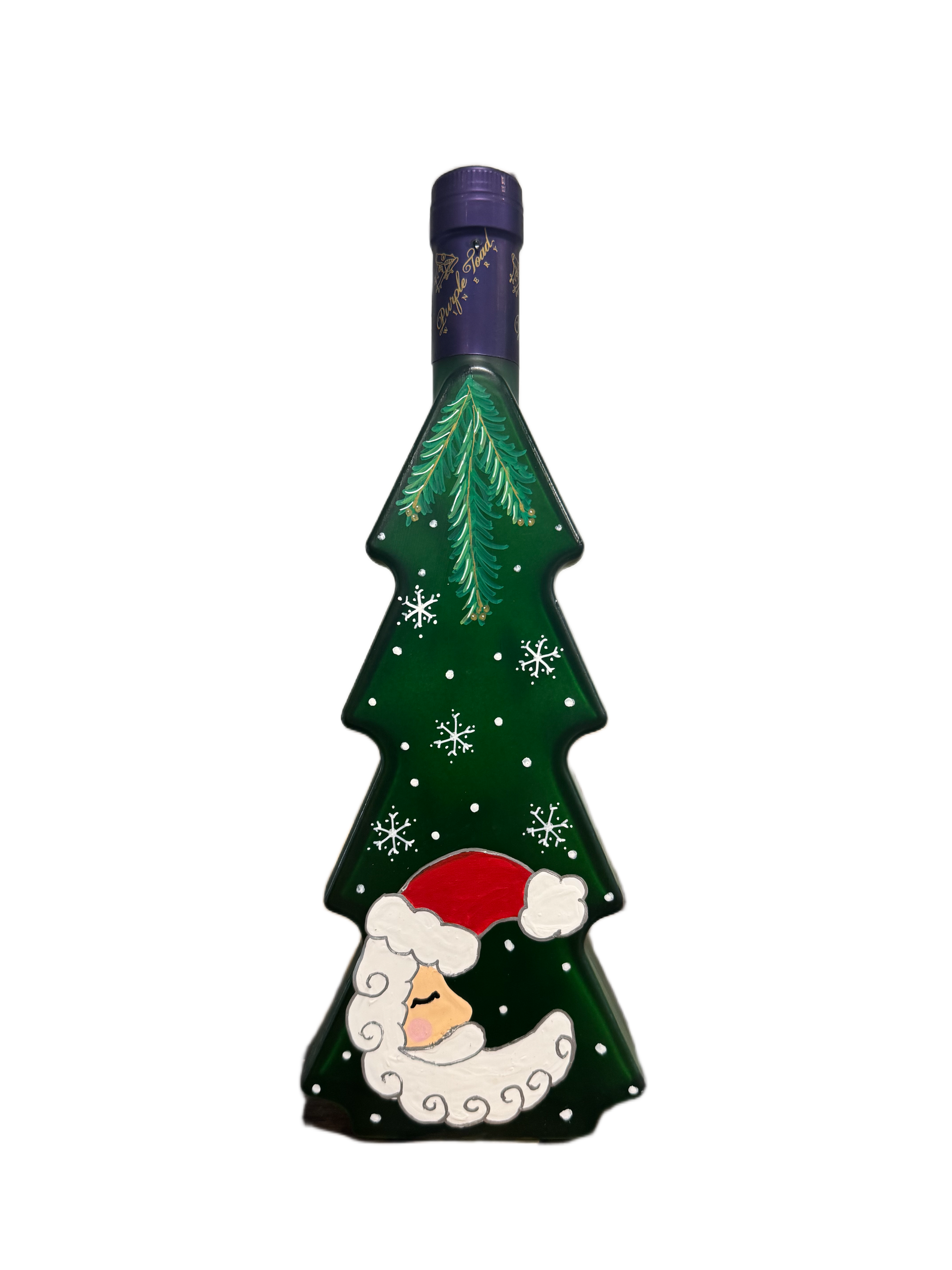 Hand Painted Tree Bottle - Santa Moon – Purple Toad Winery