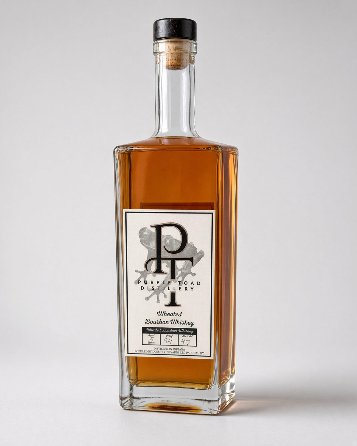 Purple Toad wheated bourbon bottle, front label.