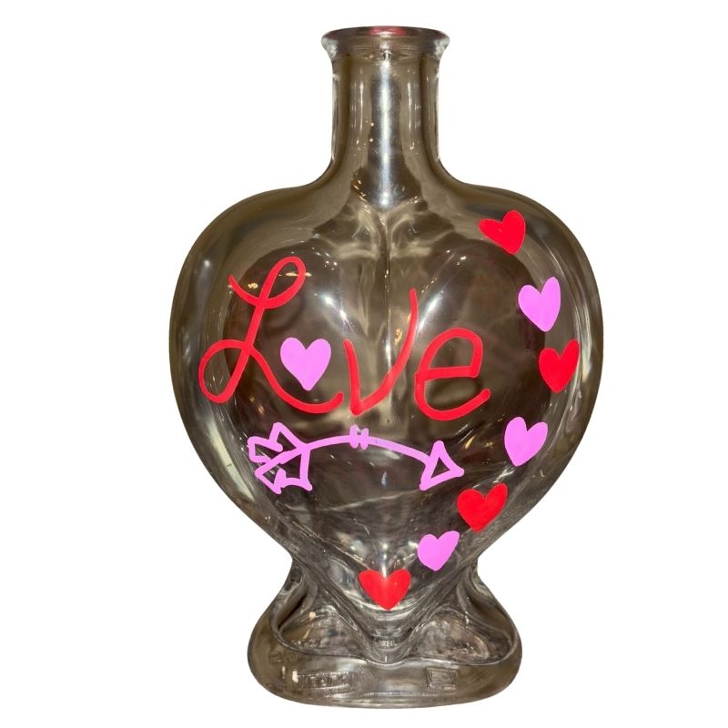Hand Painted Heart Bottle - Love